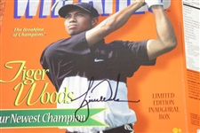 Tiger Woods Signed Wheaties 'Our Newest Champion' Commemorative Box FULL JSA #BB46583