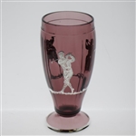 Amethyst Glass Sterling Silver Overlay Three Golfers Themed Vase