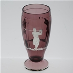 Amethyst Glass Sterling Silver Overlay Three Golfers Themed Vase