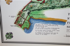 1991 Printed The Old Course St. Andrews J.P. Izatt Golf Architect Visual Survey - Framed