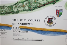 1991 Printed The Old Course St. Andrews J.P. Izatt Golf Architect Visual Survey - Framed