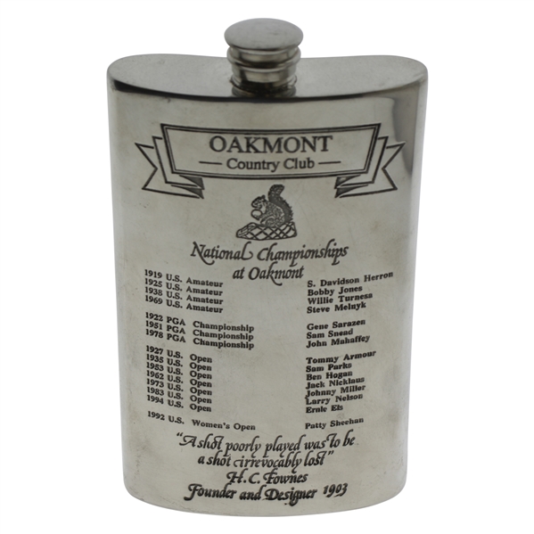 Oakmont Country Club Sheffield England Pewter Flask