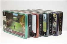 Tiger Slam Commemorative Golf Ball Tins for Masters, PGA, US Open, & OPEN Victories - Complete Set