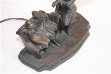 Classic Golf Themed Lamp with Post-Swing Golfer & Two Spectators on Bench - Works