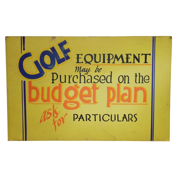 Golf Equipment May Be Purchased on the Budget Plan - Ask for Particulars Broadside