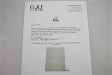 1929 Ryder Cup Hand-Written Correspondence Letter to Professionals - Class A Only