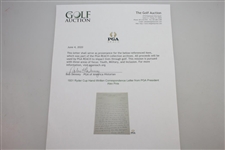 1931 Ryder Cup Hand-Written Correspondence Letter from PGA President Alex Pirie JSA ALOA