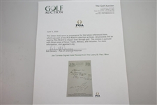 Joe Turnesa Signed Hotel Receipt from The Lowry St. Paul, Minn. JSA ALOA