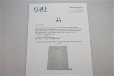 Horton Smith Signed 1941 Ryder Cup Team Nomination Proposal - Vardon Trophy JSA ALOA