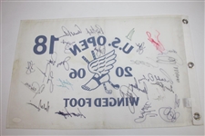 Palmer, McIlroy, & 21 other US Open Champs Signed 2006 at Winged Foot Flag FULL JSA #Z09264
