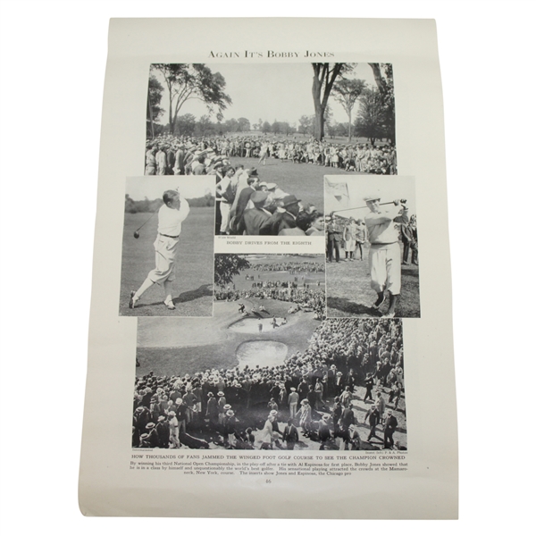 Bobby Jones 'Again It's Bobby Jones' Wins US Open at Winged Foot 1929 Magazine Page