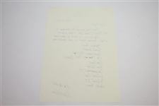 Ken Venturi's Personal Hand-Written & Signed Top Ten Courses Played in the US Letter JSA ALOA