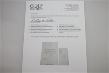 Ken Venturi's Personal Signed Letter from Jack Nicklaus - Retirement Content JSA ALOA