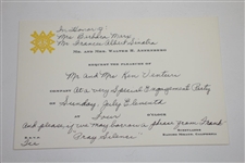 Ken Venturi's Personal Invitation to Engagement Party from Barbara & Frank Sinatra