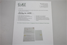 Ken Venturi's Personal Invitation to Engagement Party from Barbara & Frank Sinatra