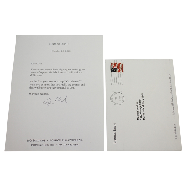Ken Venturis Personal Letter from President George Bush - Support for Jeb Content JSA ALOA