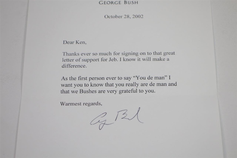 Ken Venturi's Personal Letter from President George Bush - Support for Jeb Content JSA ALOA