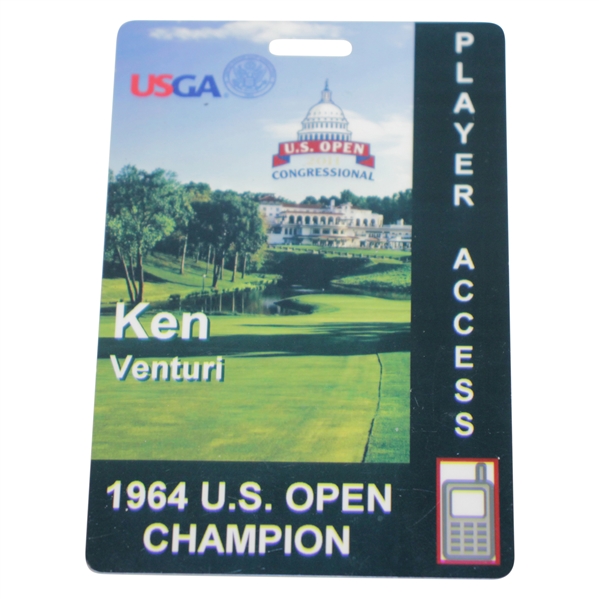 Ken Venturis Personal 1964 US Open Champion Player Access Card for 2011 US Open - Gifted Medal to Congressional