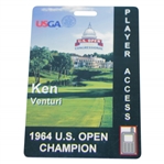 Ken Venturis Personal 1964 US Open Champion Player Access Card for 2011 US Open - Gifted Medal to Congressional