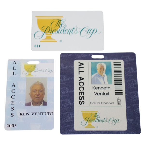 Ken Venturis Personal 2005 & 2011 All Access Card for The Presidents Cup with Card