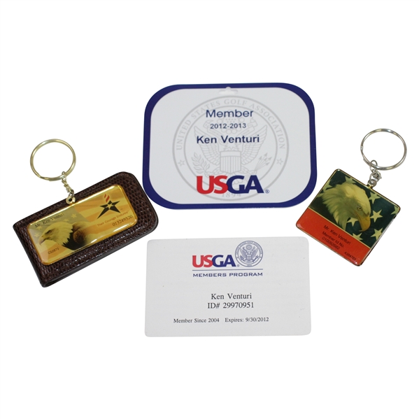 Ken Venturis Personal USGA Member Badge & Card with Two Disabled Veterans Member Keychains