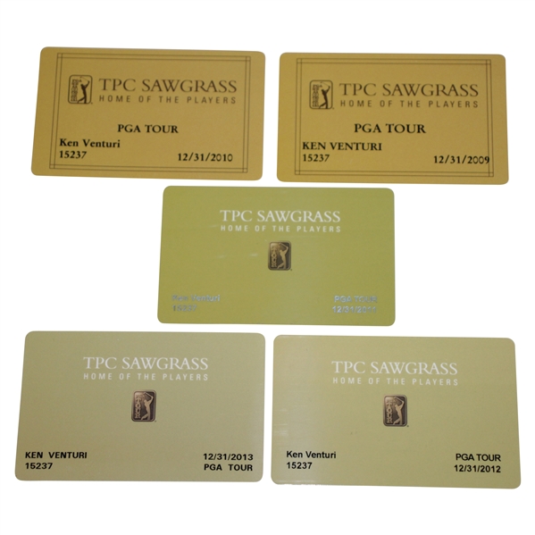 Ken Venturis Personal 2009-2013 TPC Sawgrass PGA Tour Member Cards