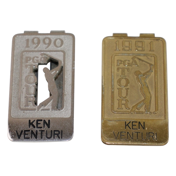 Ken Venturi's 1990 & 1991 PGA Tour Players Money Clips