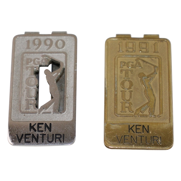 Ken Venturis 1990 & 1991 PGA Tour Players Money Clips
