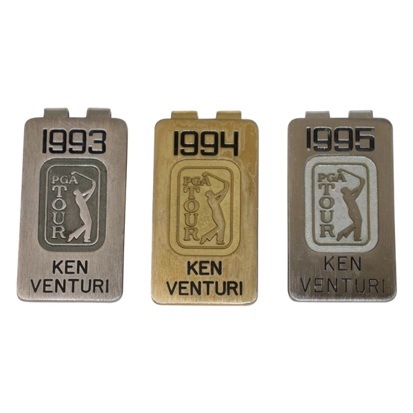 Ken Venturis 1993, 1994, & 1995 PGA Tour Players Money Clips