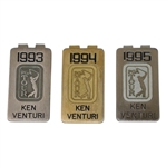 Ken Venturis 1993, 1994, & 1995 PGA Tour Players Money Clips