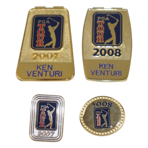 Ken Venturis 2007 & 2008 PGA Tour Players Money Clips & Pins