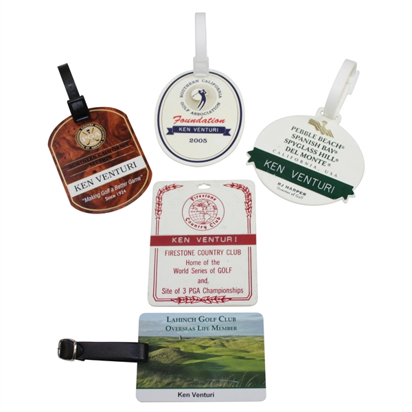 Ken Venturis Firestone, Lahinch, SCGA, Pebble Beach Resorts, & North Cal. Section Bag Tags