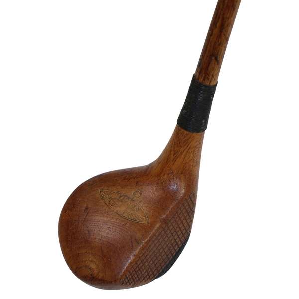 Leslie Brown Lee Wood Special Persimmon Head Brassie with Cross-Hatched Face