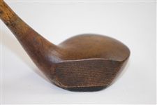No Name Left-Handed Wood Mashie with Smooth Face, Brass Sole Plate, & Lead Weight