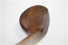 No Name Left-Handed Wood Mashie with Smooth Face, Brass Sole Plate, & Lead Weight