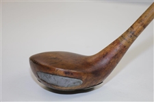 No Name Left-Handed Wood Mashie with Smooth Face, Brass Sole Plate, & Lead Weight