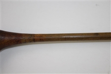 No Name Left-Handed Wood Mashie with Smooth Face, Brass Sole Plate, & Lead Weight