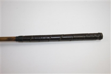 No Name Left-Handed Wood Mashie with Smooth Face, Brass Sole Plate, & Lead Weight