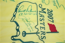 Masters Champs Signed 2007 Masters Flag with Dates Inscriptions JSA ALOA