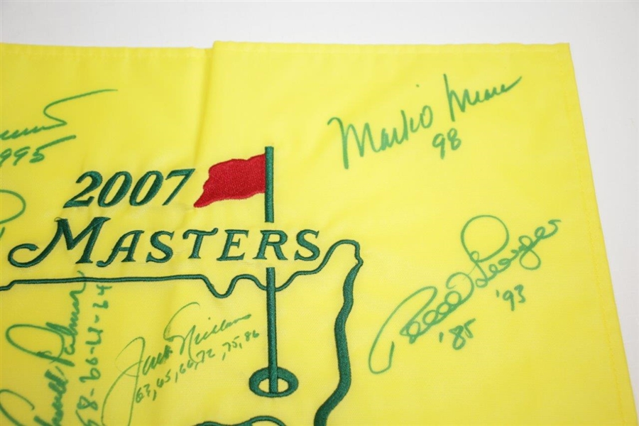 Masters Champs Signed 2007 Masters Flag with Dates Inscriptions JSA ALOA