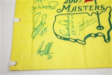 Masters Champs Signed 2007 Masters Flag with Dates Inscriptions JSA ALOA