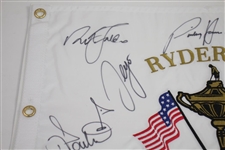 European Team Signed 2008 Ryder Cup at Valhalla White Embroidered Flag JSA ALOA