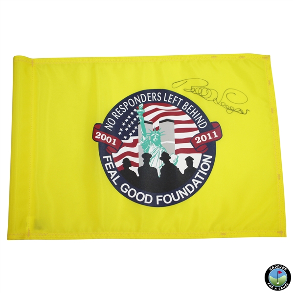 Bernhard Langer Signed Course Flown No Responders Left Behind Flag JSA ALOA 