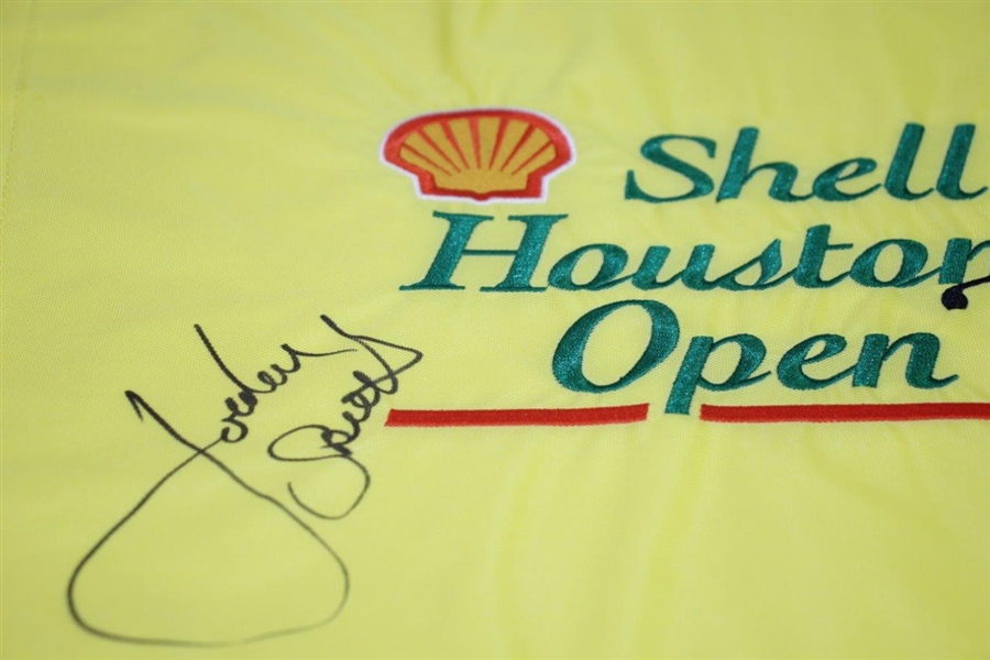 Jordan Spieth Signed Shell Houston Open Embroidered Yellow Flag JSA ALOA