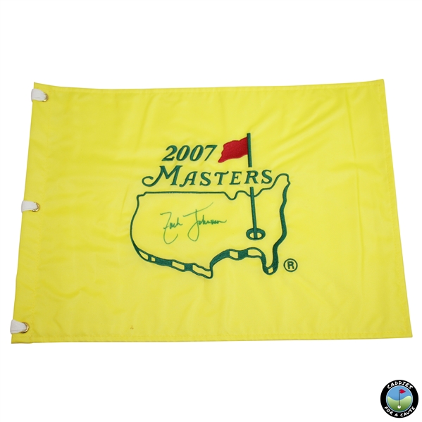 Zach Johnson Signed 2007 Masters Embroidered Flag JSA ALOA