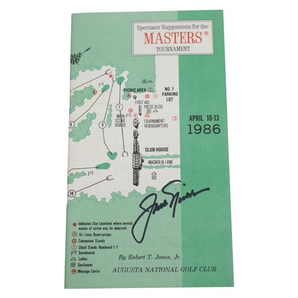 Jack Nicklaus Signed 1986 Masters Tournament Spectator Guide JSA ALOA