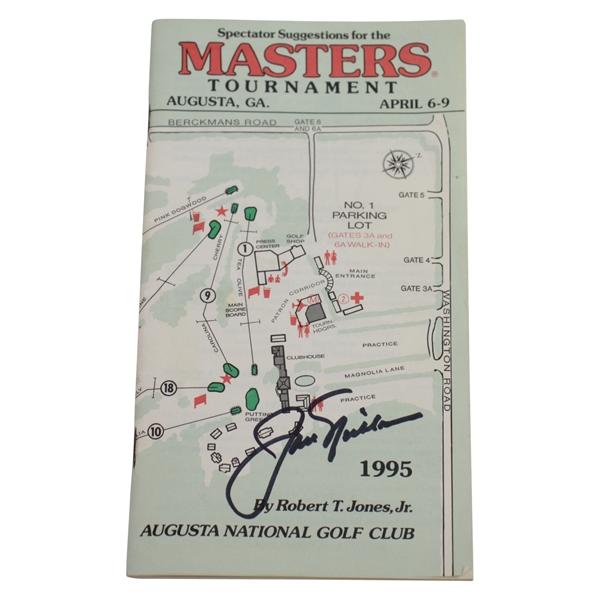 Jack Nicklaus Signed 1995 Masters Tournament Spectator Guide JSA ALOA
