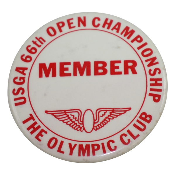 1966 US Open at The Olympic Club Member Badge - Billy Casper Winner