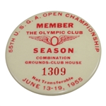 1955 US Open at The Olympic Club Season Grounds & Clubhouse Badge #1309 - Jack Fleck Winner
