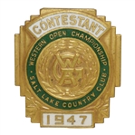 1947 Western Open Championship at Salt Lake CC Contestant Badge